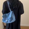 Women's Fashion Denim Shoulder Bag - Trendy Solid Color Underarm Handbag & Purse