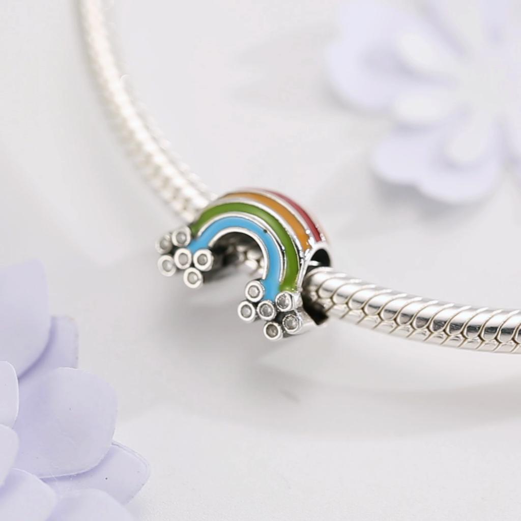 KATAOKA Fashion 925 Sterling Silver Charming Rainbow Charms Beads Fit Original Charm Bracelet Jewelry