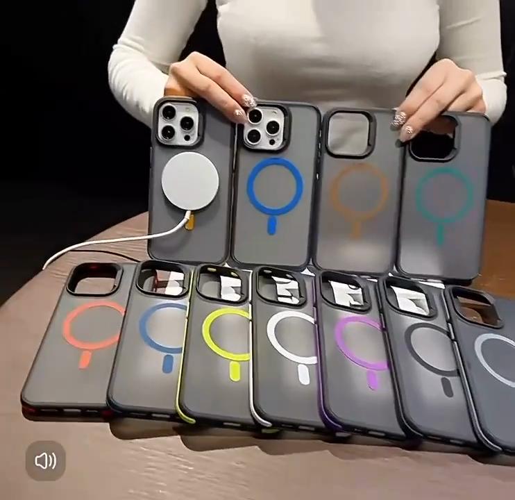 Luxury Matte Translucent Armor Case For iPhone 16 15 14 13 12 11 Pro Max Plus Magsafe Magnetic Wireless Charging Shockproof Cover