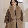 Winter Thickened Warm Cotton-padded Clothes Loose Fashion Big Collar Faux Fox Fur Jacket Vest Coat