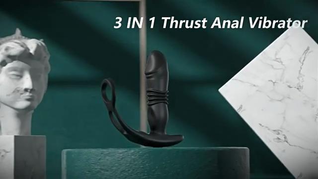 Silicone Anal Vibrator Thrusting Prostate Stimulator Massager Delay Ejaculation Lock Ring Anal Butt Plug Sex Toys Dildos for Men