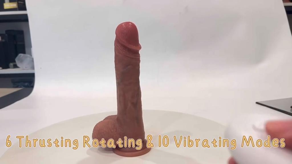 Realistic Thrusting 360° Rotating Dildo for G-spot Anal Stimulation with Vibrating & Heating Modes Remote Control Telescopic Dildo Adult Sex Toys