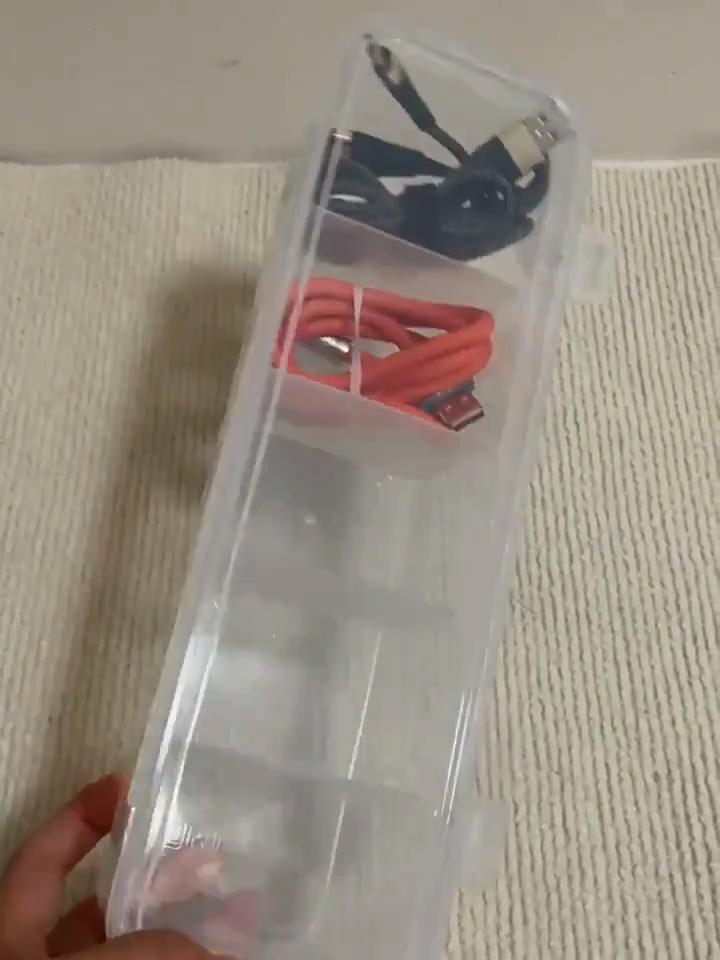 5 Grids Large Clear Plastic Cable Organizer Box Compartment Storage Case Wires Batteries Office School Home Desk Accessories