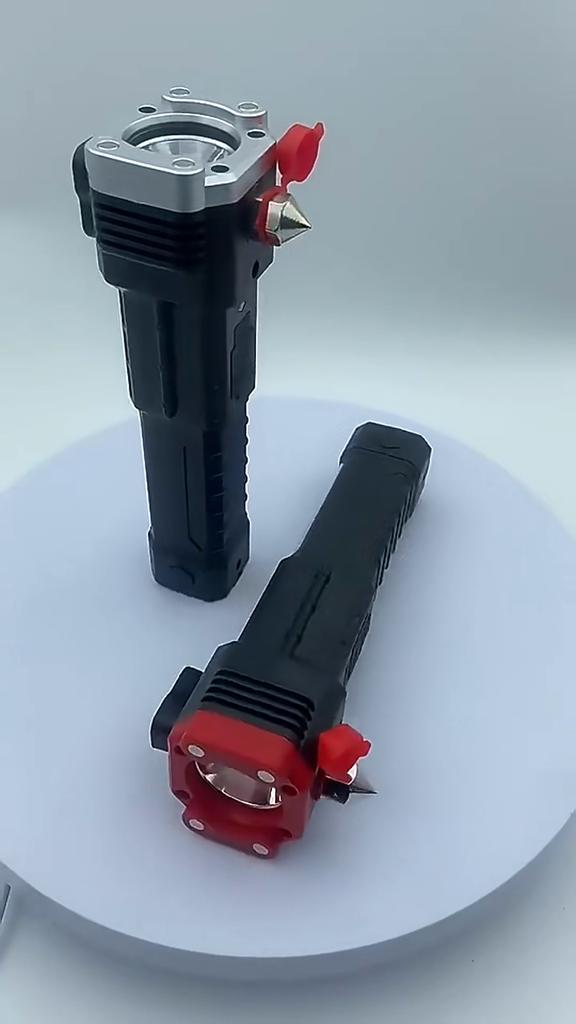 LED Flashlights Tactical Torch Rechargeable Portable Spotlight Long-Range Camping Flashlight With Safety Hammer COB Sidelight