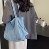 Commuter Large Capacity Denim Tote Bag Women Underarm Bag Work Shoulder Bag